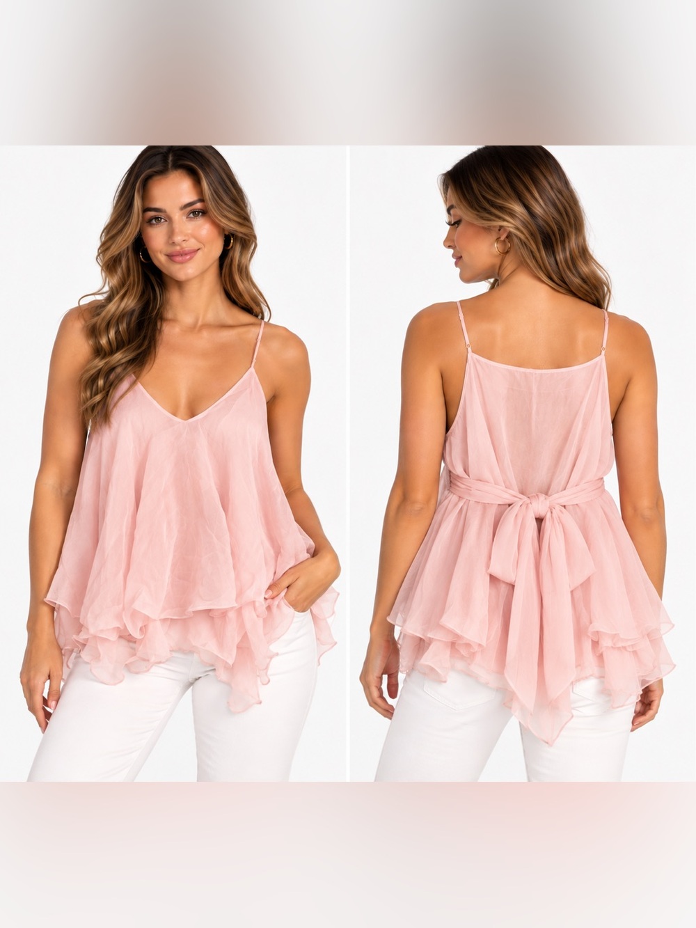 Cider Light Pink Flowing Spaghetti-Strap Camisole